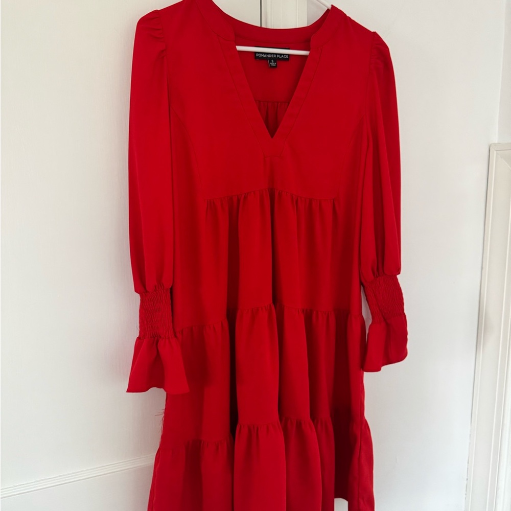 Tuckernuck Pomander Red Long Sleeve Dress